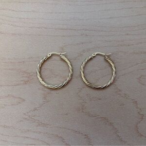 Gold Twisted Hoop Earrings - Women Jewelry
